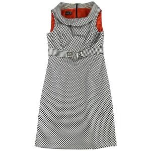 MUSE Women's 8 Sheath Black White Dress Mod‎ Career Cowl Neck 60s Office